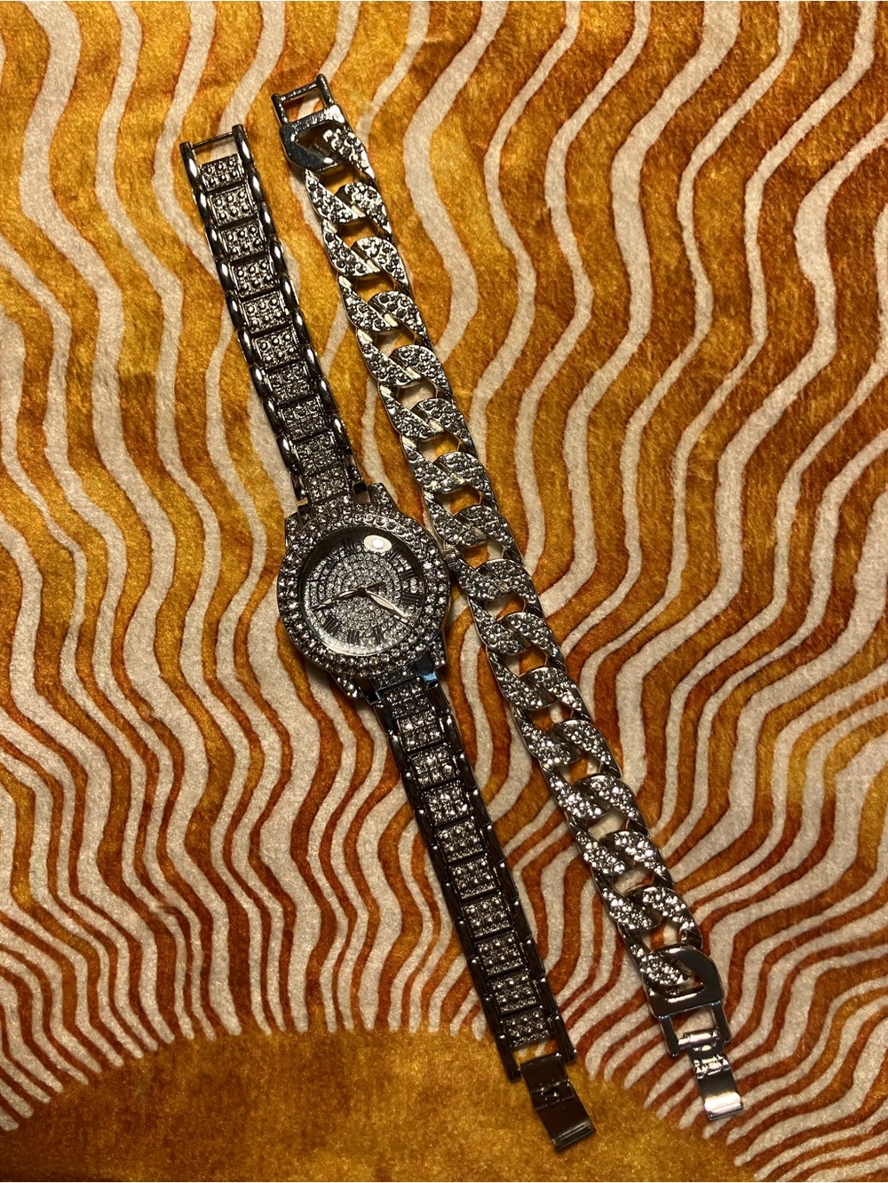Woman’s Sparkling Silver Watch and Matching Bracelet
